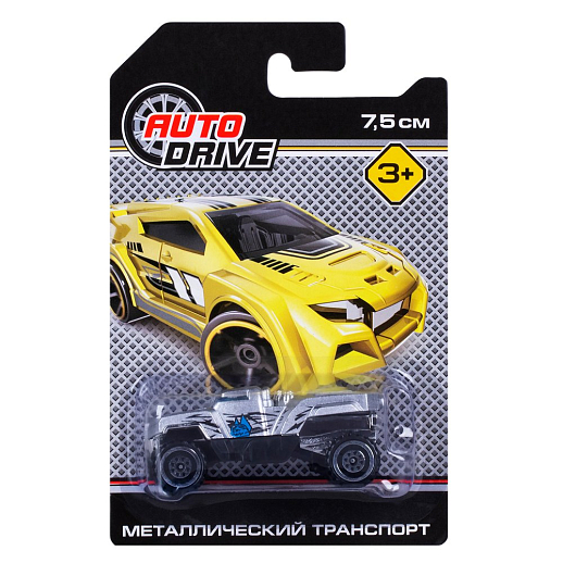AUTODRIVE Машинка металлическая, свободный ход колес, размер машинки 3,2*7,5*2 см, блистер 10,7*16,5*3 см в Джамбо Тойз #12