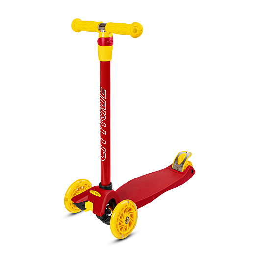 Самокат трехколесный CityRide, пакет, Дека: PP+нейлон, колеса PU 120/76 свет, руль  металл телеск., цвет красный в Джамбо Тойз