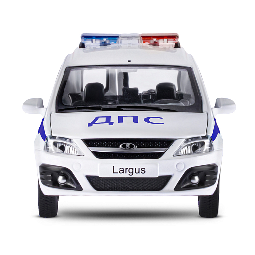 Машинка металлическая Автопанорама, инерционная, коллекционная модель LADA LARGUS, масштаб 1:24, "Полиция", свет, звук, открываются 4 двери, капот, багажник, белый, в/к 24,5*12,5*10,5 см в Джамбо Тойз #10