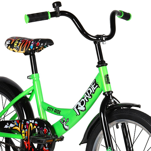 Детский велосипед City-Ride  Roadie , рама сталь , диск 18 сталь , крылья сталь, страх.колеса, цвет Зеленый в Джамбо Тойз #2