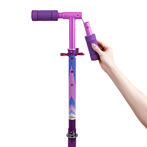 Двухкол. самокат CITYRIDE, ал. 50/50% , t-bar алюм, дека сталь, грипсы 95мм TPR, колеса PVC 120/120 мм, фиолетовый с принтом в Джамбо Тойз #9