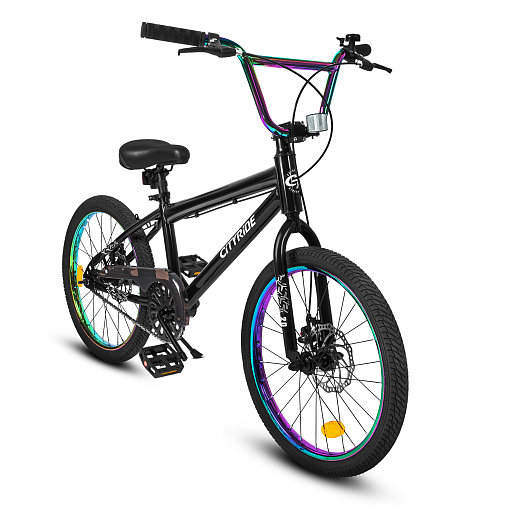 Велосипед двухколёсный CITYRIDE, модель CR-B2-14F7, рама сталь, колеса 20", дисковые тормоза, цвет чёрный в Джамбо Тойз
