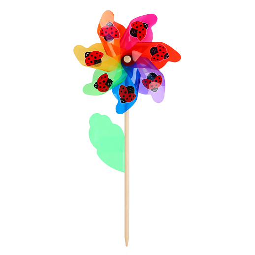 Ветерок, деревянная палочка 45см+ цветок 24cм, 1 вид (с божьими коровками), 6шт в упак в Джамбо Тойз #2