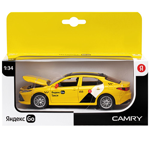 Яндекс Go машинка металлическая, 1:34 Toyota Camry, цвет желтый, инерция, свет, откр. двери, в/к 17,5*13,5*9 см в Джамбо Тойз #3