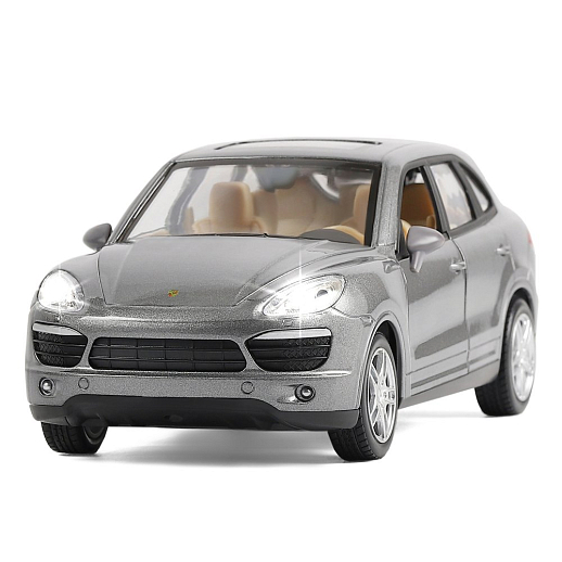 ТМ "Автопанорама" Машинка металлическая 1:24 Porsche Cayenne S, серый, откр. двери, капот и багажник, свет, звук, свободный ход колес, в/к 24,5*12,5*10,5 см в Джамбо Тойз #2