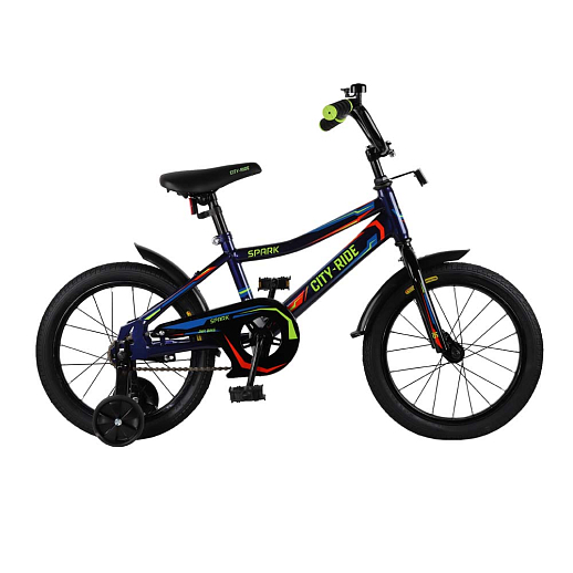 Детский велосипед City-Ride Spark , рама сталь , диск 16 сталь , крылья пластик, страх.колеса, цвет Синий в Джамбо Тойз