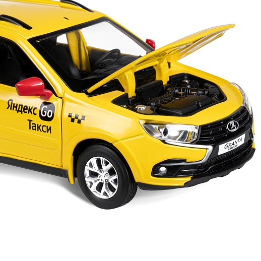 Машинка металлическая Яндекс Go, инерционная, коллекционная модель 1:24 LADA GRANTA CROSS, цвет желтый, открываются 4 двери, капот, багажник, свет, звук, в/к 24,5*12,5*10,5 см в Джамбо Тойз #13