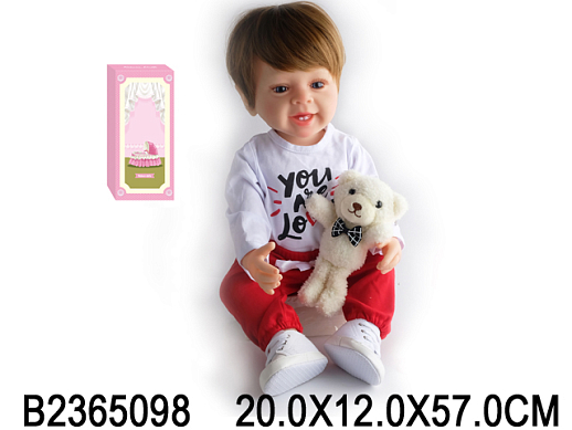 Кукла силиконовая реалистичная, (в компл. игрушка -мишка) в/к 20х12х57 см в Джамбо Тойз
