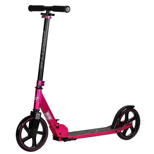 Двухколесный самокат CITYRIDE 200, ал. 50/50%, t-bar сталь, грипсы 135мм TPR, колеса PU 200/200, 86A, подножка, abec 9,  цвет Розовый в Джамбо Тойз #2