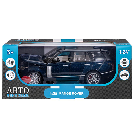 ТМ "Автопанорама" Машинка металлическая 1:26 Range Rover, синий перламутр, откр. двери, капот и багажник, свет, звук, свободный ход колес, в/к 24,5*12,5*10,5 см в Джамбо Тойз #18
