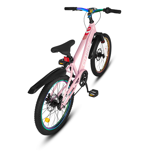 Велосипед CITYRIDE 20", модель CR-B2-12F2, рама сталь, обода двойные алюминий, амортизационная вилка, дисковые меха. Тормоза, цвет розовый в Джамбо Тойз #2
