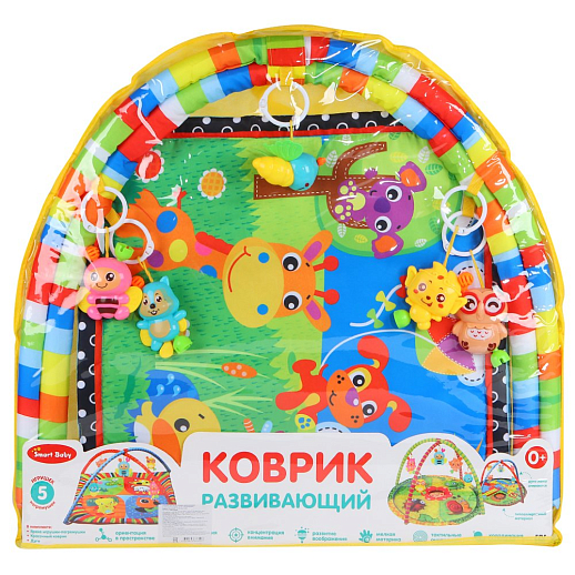 ТМ "Smart Baby"  Детский развивающий коврик с игрушками-погремушками, размер коврика 85х49 см, в/п  60х63х4 см в Джамбо Тойз #2