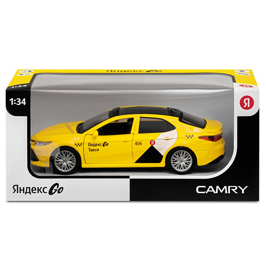 Яндекс Go машинка металлическая, 1:34 Toyota Camry, цвет желтый, инерция, свет, откр. двери, в/к 17,5*13,5*9 см в Джамбо Тойз #17