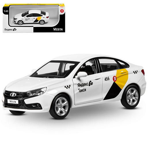 Яндекс Go Машинка металлическая 1:43 Lada Vesta, белый, инерция, откр. двери, 17,5*12,5*6,5 см в Джамбо Тойз