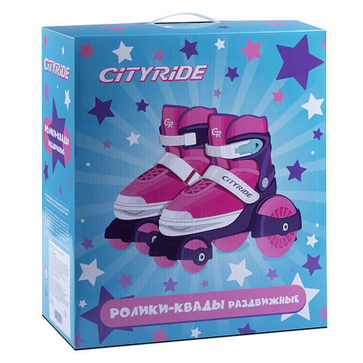 Раздвижные роликовые коньки-квады CITYRIDE, текстильный мысок, колёса PU 80 и 40 мм, подшипники ABEC-5 углеродистая сталь, вес до 40 кг, белый-фиолетовый, в/к в Джамбо Тойз #8