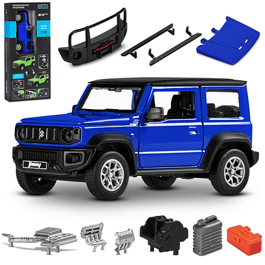 ТМ "Автопанорама" Машинка металлическая 1:32 Suzuki Jimny 2018, синий, тюнинг, откр. двери, свободный ход колес, в/к 23,5*10*4 см в Джамбо Тойз