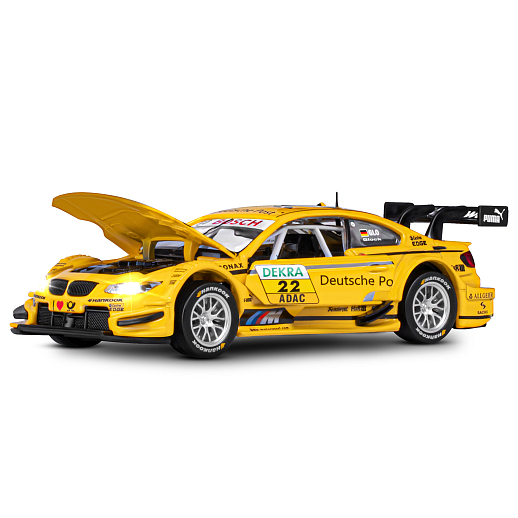 ТМ "Автопанорама" Машинка металлическая 1:32 BMW M3 DTM, желтый, свет, звук, откр. двери и капот, инерция, в/к 17,5*13,5*9 см в Джамбо Тойз #7
