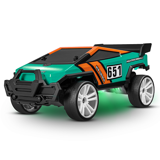 Р/у скоростная машина для дрифта,1:18,подсветка корпуса и днища, запасн. колеса, конусы 4шт.,цвет зеленый,с аккум, в/к 34*20,5*17,5см в Джамбо Тойз #3