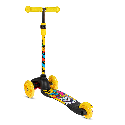 Трехколесный самокат "CITYRIDE" в/п, телескопический руль металл, колеса PU 120/76 со светодиодами, Abec-5, размер 53х23х70 см, до 35 кг, от 3 лет, желтый в Джамбо Тойз #4