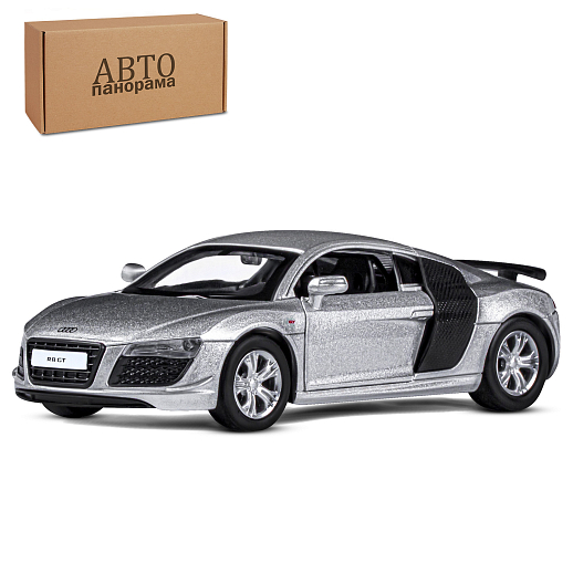 ТМ "Автопанорама" Машинка металлическая 1:43 Audi R8 GT, серебро, откр. двери, инерция, в/к 16*7,5*5 см в Джамбо Тойз