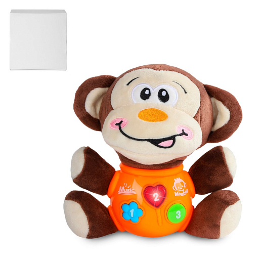 ТМ "Smart Baby" Развивающая мягкая игрушка "Обезьяна" русский язык,  Шаинский, в/к в Джамбо Тойз
