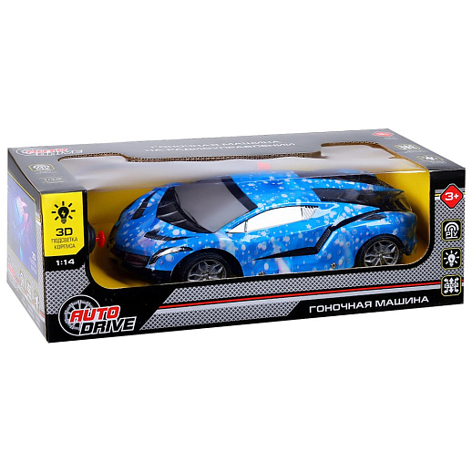 Р/У AUTODRIVE Машина с 3D подсветкой корпуса/пульта,М1:14, 4 канала,с аккум.,цв.синий.,в/к 34*14,5*12см в Джамбо Тойз #2