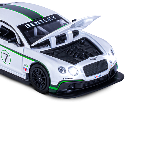 ТМ "Автопанорама" Машинка металлическая 1:32 Bentley Continental GT3, белый, свет, звук, откр. двери и капот, инерция, в/к 17,5*13,5*9 см в Джамбо Тойз #22