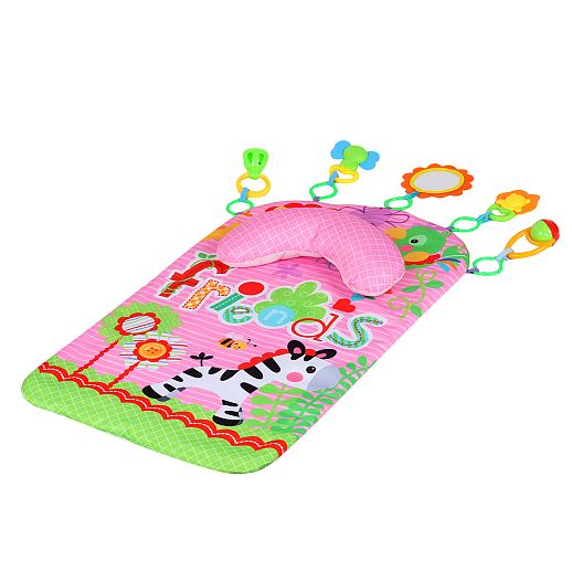Детский развивающий коврик "Животные", овальной формы,   подушечка и подвески в комплекте, цвет розовый,  38*8*25 см в Джамбо Тойз #5