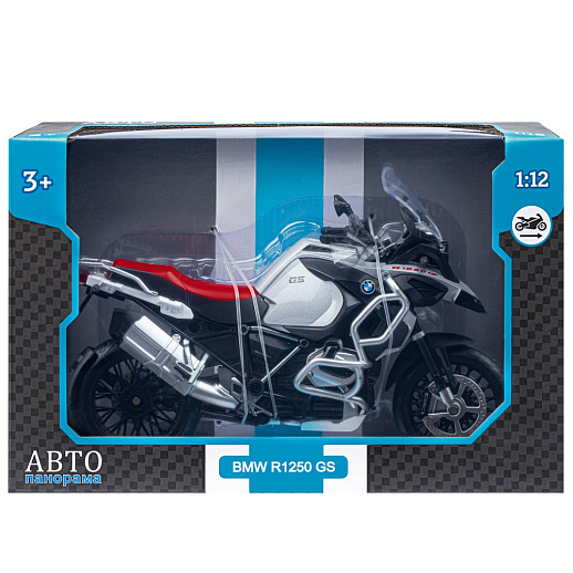 ТМ "Автопанорама" Мотоцикл металл.1:12 BMW R1250 GS Adventure, серебр., св. ход колес, в/к 7,1 х 11,7 х 20,6 см в Джамбо Тойз #5
