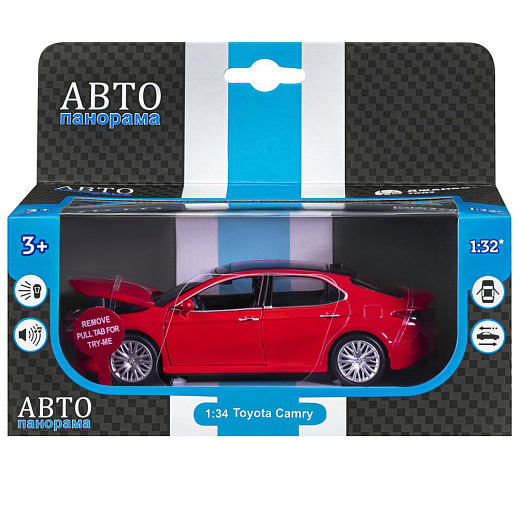 ТМ "Автопанорама" Машинка металлическая 1:34 Toyota Camry, красный, свет, звук, откр. двери, капот и багажник, инерция, в/к 17,5*13,5*9 см в Джамбо Тойз #19