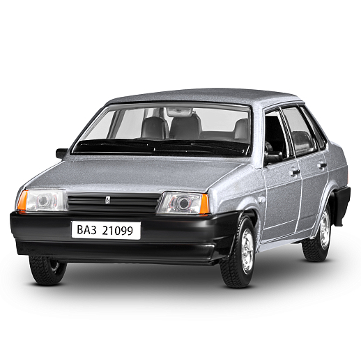 Машинка металлическая Автопанорама, коллекционная модель ВАЗ 21099, масштаб 1:22, свет, звук, открываются двери, капот и багажник, серебряный, в/к 24,5*12,5*10,5 см в Джамбо Тойз #5