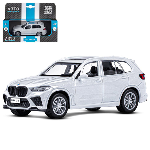 ТМ "Автопанорама" Машинка металлическая 1:43 BMW X5M, белый, инерция, откр. двери, в/к 17,5*12,5*6,5 см в Джамбо Тойз
