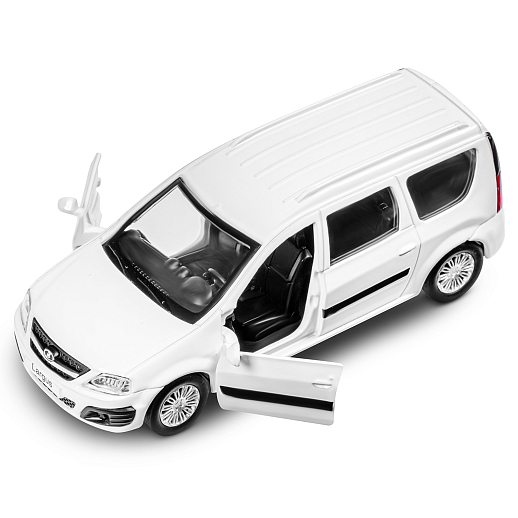 ТМ "Автопанорама" Машинка металлическая 1:43, LADA LARGUS белая, откр. 2 двери., инерция + прицеп для лошади в Джамбо Тойз #12