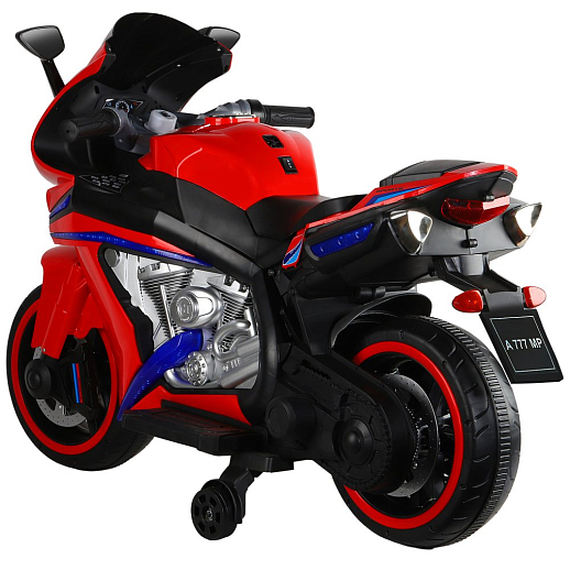 Электромотоцикл детский двухколёсный на аккумуляторе, 1 двигатель, USB, MP3, колеса пластик, свет LED.  Цвет красный. в Джамбо Тойз #3