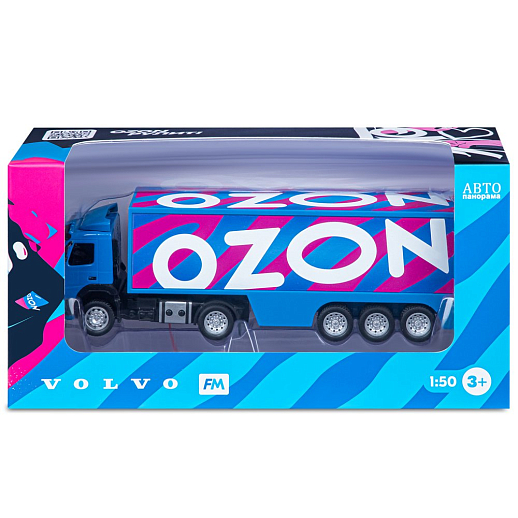 Игрушка для детей: Машинка металлическая 1:50 Volvo OZON, цвет синий, откидывается кабина, свет, звук, свободный ход колес, артикул JB1251739 в Джамбо Тойз #4