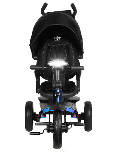 Детский трехколесный велосипед с ручкой CITY-RIDE LUNAR. Поворотное сиденье 360, складная крыша D600, подножки, надувные колеса 12/10, фара, цвет бензин в Джамбо Тойз #11