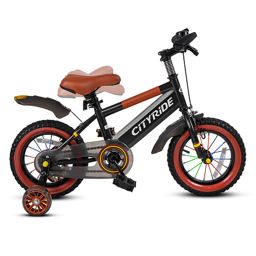 Велосипед двухколёсный CITYRIDE, модель CR-B2-07F52, колеса 12", рама сталь, колеса сталь, балансирные колеса со светом, маячок в заднем крыле, цвет чёрный в Джамбо Тойз #4