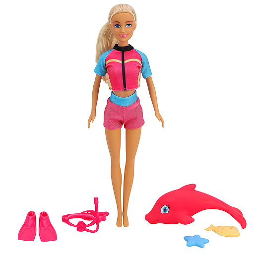 Кукла "Аквалангистка" в комплекте дельфин, аксессуары, в/к 23,5*6*32 см в Джамбо Тойз #3