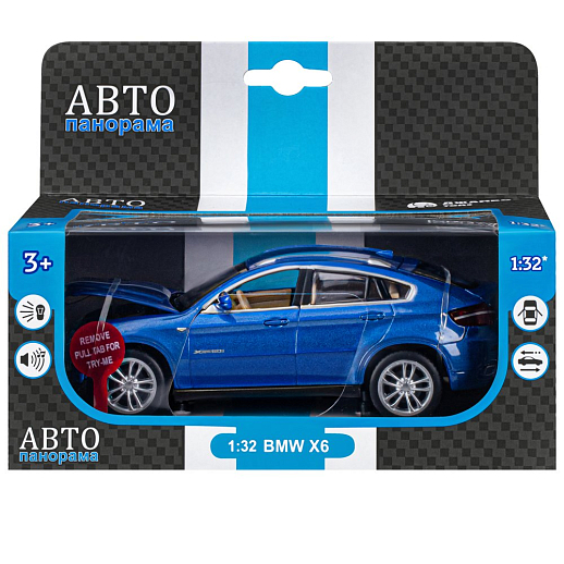 ТМ "Автопанорама" Машинка металлическая 1:32 BMW X6, синий, свет, звук, откр. двери, капот и багажник, инерция, в/к 17,5*13,5*9 см в Джамбо Тойз #4