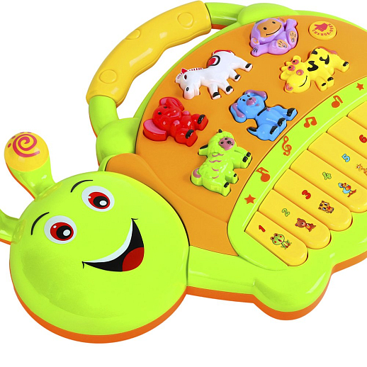 Музыкальная игрушка Пианино детское "Гусеница" Smart Baby, развивающее, обучающее, цвет зеленый, 42 звука, мелодии, стихи, в/к 35x6,4x23,5 см в Джамбо Тойз #3