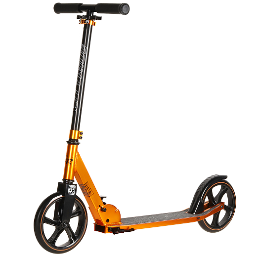 Двухколесный самокат CITYRIDE 200, ал. 50/50%, t-bar сталь, грипсы 135мм TPR, колеса PU 200/200, 86A, подножка, abec 9, цвет Золото в Джамбо Тойз #3