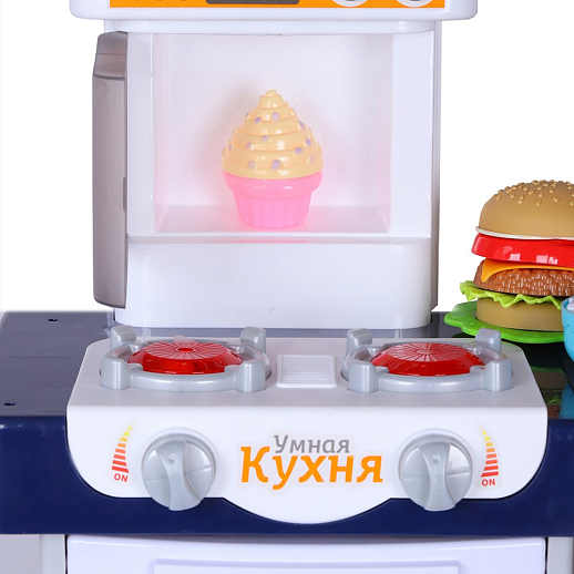 Игровой набор Amore Bello "Умная Кухня с пультом" кран с водой, плита с паром, еда меняет цвет, сенсорный дисплей, свет, звук, цвет синий, в/к 53х15х47 см в Джамбо Тойз #8