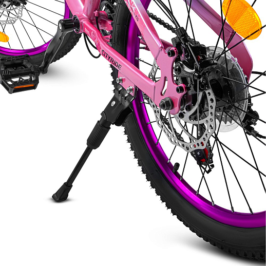 Велосипед двухколёсный CITYRIDE, модель CR-B2-12S, рама сталь, колеса 20" алюминиевые двойный обода, 21 скорость, амортизационная вилка, дисковые мех. тормоза, цвет белый-розовый в Джамбо Тойз #8