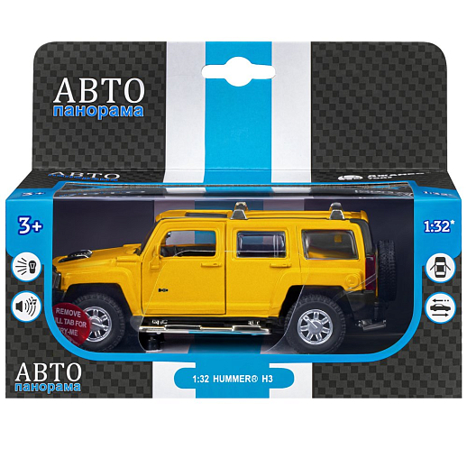 ТМ "Автопанорама" Машинка металлическая 1:32 Hummer H3, желтый, свет, звук, откр. двери и багажник, инерция, в/к 18*13,5*9 см в Джамбо Тойз #4
