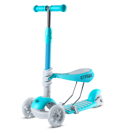 Трехколесный самокат-беговел CITYRIDE 3в1. в/к. Колеса PU 120/95, передние LED свет. Ручка - сталь,  в Джамбо Тойз #6