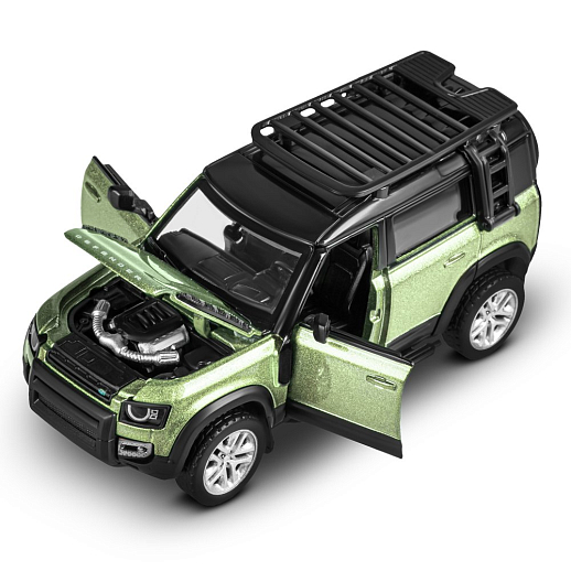 Машинка металлическая 1:43 2020 Land Rover Defender 110, зеленый, тюнинг, откр. двери, свободный ход колес, в/к 23,5*10*4 см в Джамбо Тойз #25