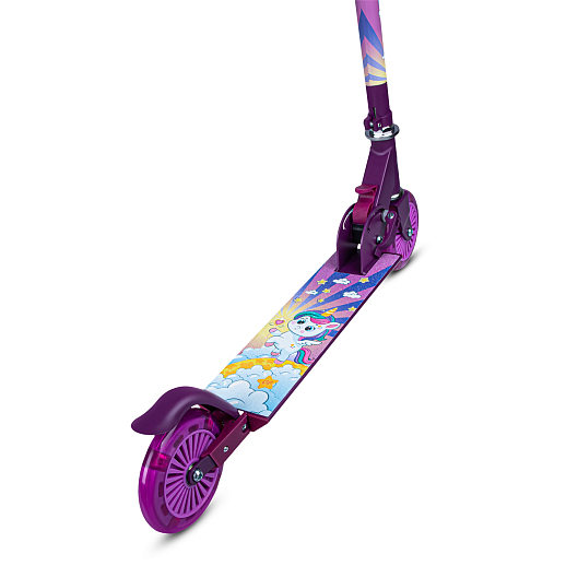 Двухкол. самокат CITYRIDE, ал. 50/50% , t-bar алюм, дека сталь, грипсы 95мм TPR, колеса PVC 120/120 мм, фиолетовый с принтом в Джамбо Тойз #6