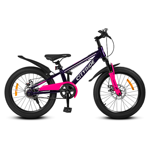 Двухколесный велосипед CITYRIDE, модель CR-B2-10, колеса 20 дюймов, рама сталь, дисковые механические тормоза, свет в раме, подножка, BT, цвет фиолетовый в Джамбо Тойз #2