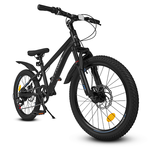 Велосипед CITYRIDE 20", модель CR-B2-12F2, рама сталь, обода двойные алюминий, трансмиссия 1*6 ск, амортизационная вилка, дисковые мех. тормоза цвет серый в Джамбо Тойз #13