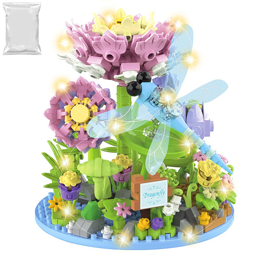 Конструктор "Стрекоза в цветах" 568 дет., со светом,  в/п в Джамбо Тойз